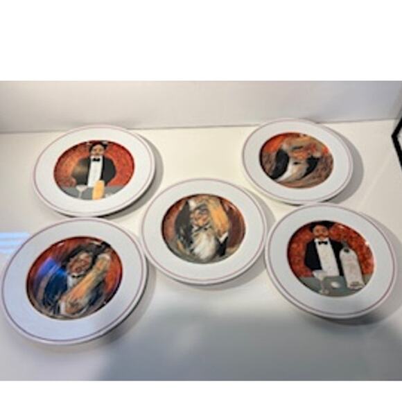 Eschenbach Guy Buffet The Making of a Perfect Martini Plates 8" Set of 5 Germany - Picture 7 of 15